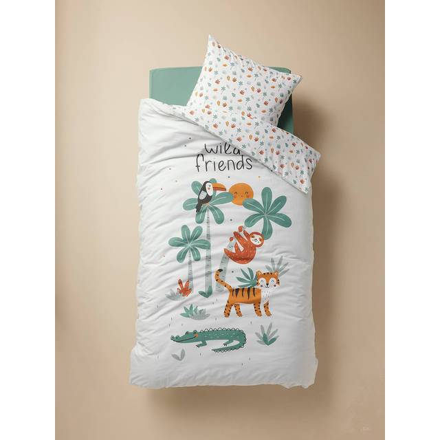 Magicouette Bed Linen Set in Recycled Cotton for Children, Animals multicoloured