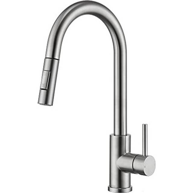 Tohlar Kitchen Sink Mixer Tap with Pull Out Sprayer, Modern Stainless Steel Single Handle Pull Down Sprayer Tap (Brushed Nickel)