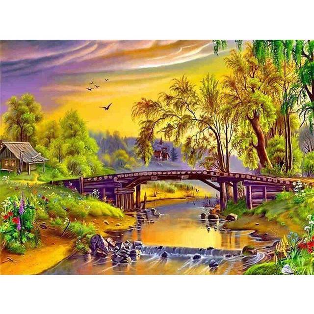 5D Diamond Painting Autumn Tree Full Round Diamond Embroidery Cross Stitch 20X30CM