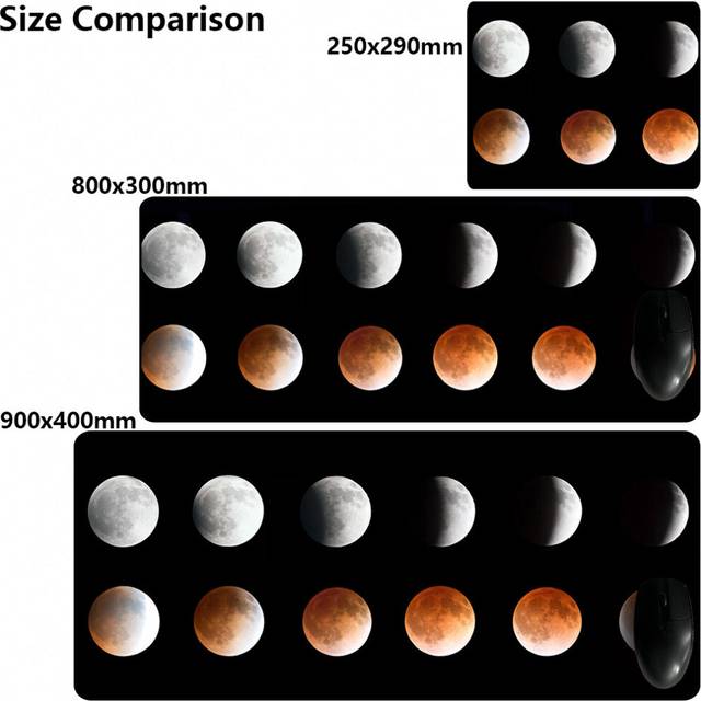 (a-YYX0081 L 800x300x2mm) Mouse Pad Art Gaming Mousepad Eclipse of the Moon 900x400 Black Minimalist Keyboard Desk Mat Carpet For Computer Rubber Padd