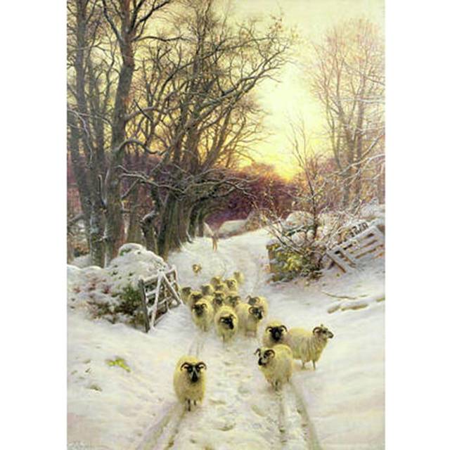 Diamond Embroidery Snow Sheep DIY Round Diamond Painting Cross Stitch Diamond Painting 20X30CM