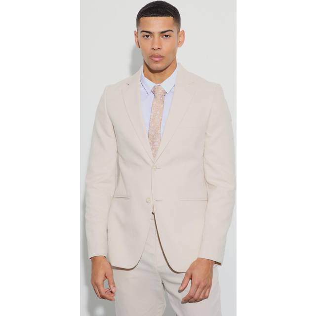 Mens Natural Mix & Match Linen Blend Slim Fit Blazer