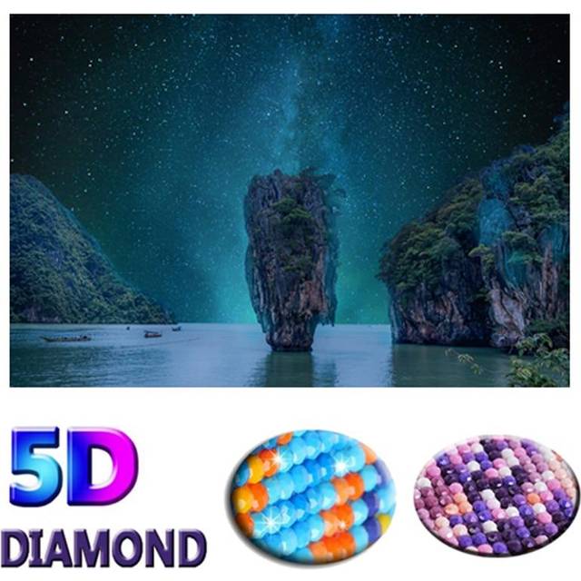 DIY 5D Diamond Painting Sea Scenery Resin Drill Train Embroidery Cross Stitch 20X30CM