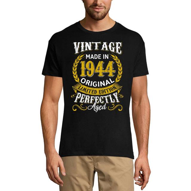 ULTRABASIC Men's T-Shirt Vintage Made in 1944 Perfectly Aged - 77th Birthday Gift Tee Shirt XS black