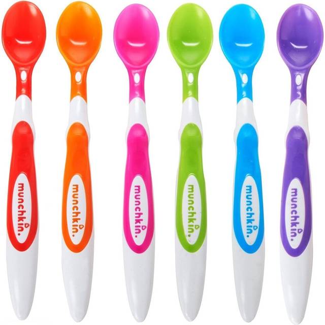 Munchkin Soft Tip Toddler & Baby Spoons,Dishwasher Safe Plastic Cutlery, BPA Free Baby Feeding Spoons & Dessert Spoons for Babies - Pack of 6