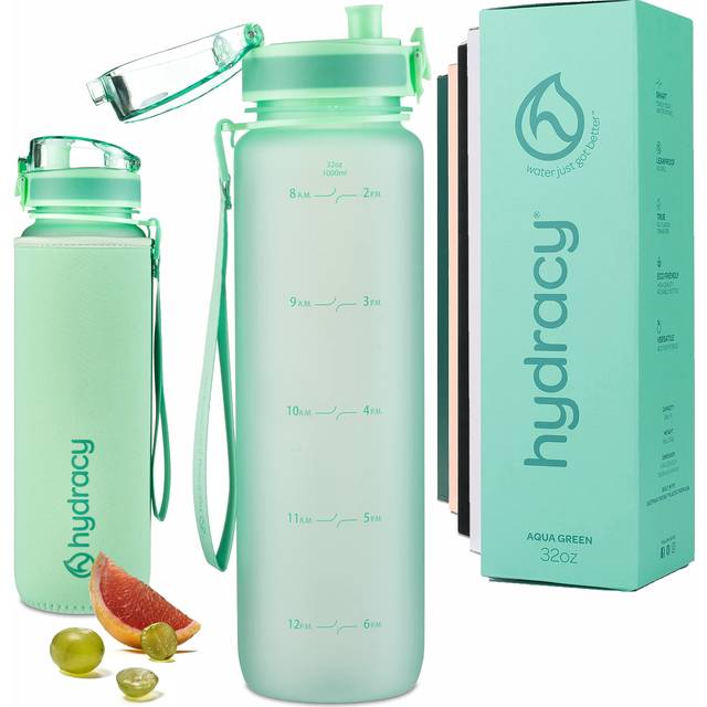 Hydracy Water Bottle with Time Marker -Large 32oz BPA Free Water Bottl