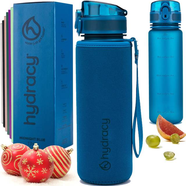 Hydracy Water Bottle with Time Marker - 500 ml 17oz BPA Free Water Bottle -Leak Proof & No Sweat gym Bottle with Fruit Infuser Strainer -Ideal gift fo