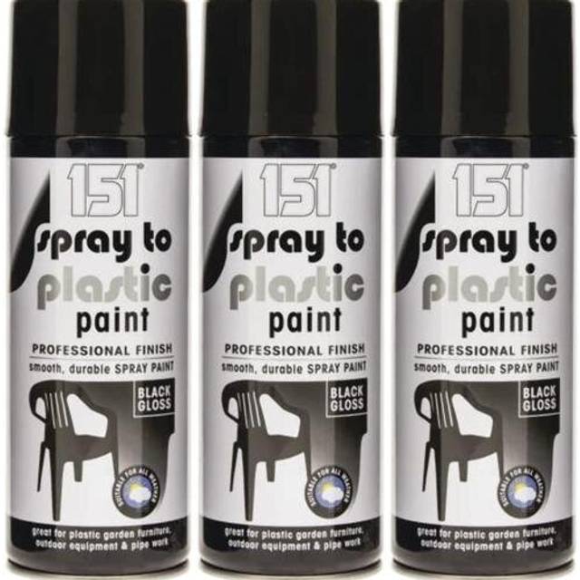 151 Plastic Paint Black Gloss Spray Paint Aerosol Auto Multi-Purpose 400ml (Pack of 3)