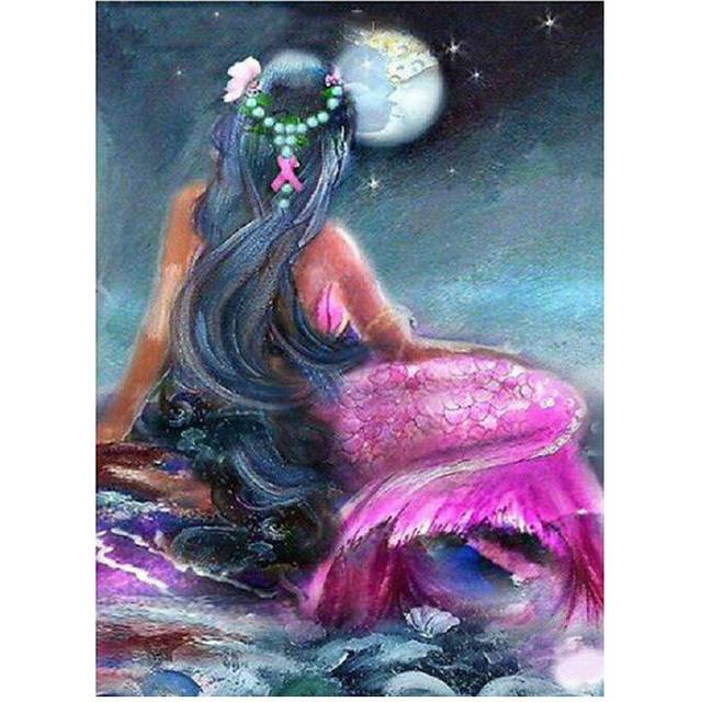 Diamond Painting Mermaid Cross Stitch Diamond Embroidery 5D Full Round Diamond Mosaic Crystal Crafts 20X30CM