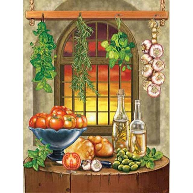 DIY Diamond Embroidery Food 5D Diamond Painting Wine Dish Mosaic Cross Stitch 20X30CM