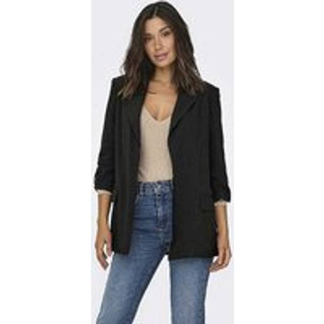 Only Long Pinstripe Blazer - Black Stripe