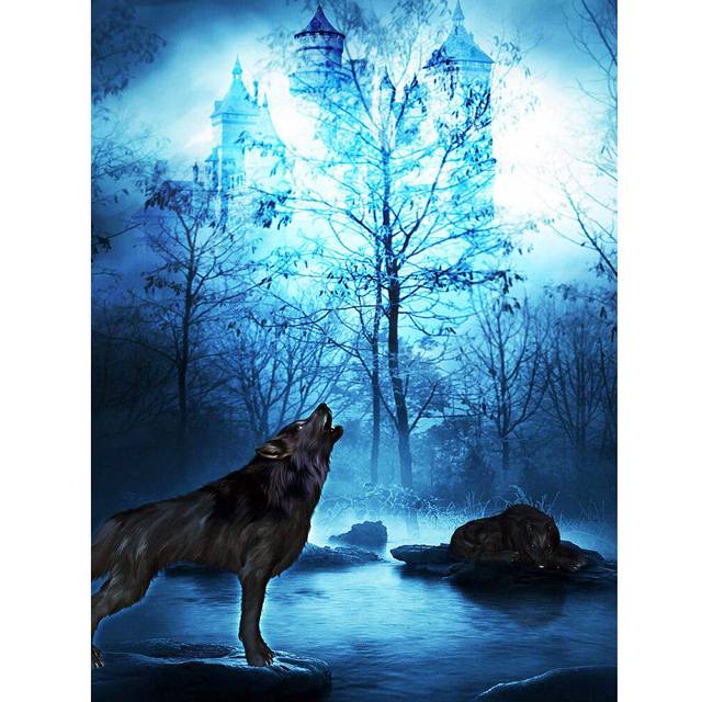 Diamond Painting Wolf Full Drill Diamond Embroidery Animal Crystal Diamond Art Hobby Home Decoration 20X30CM
