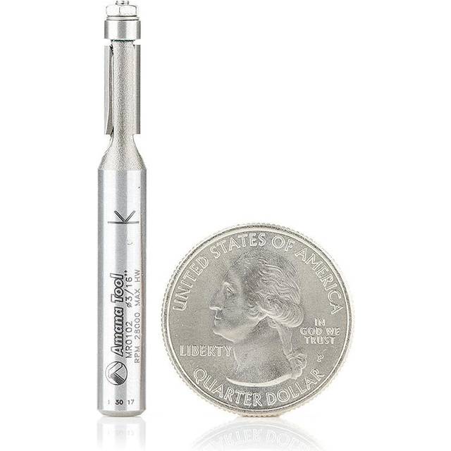 Amana Tool Miniature Flush-cut Ball Bearing Router Bit, 1/4" Shank, 3/16" dia x 7/16" height
