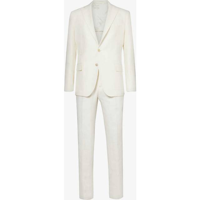 Eleventy Notch-lapel Single-breasted Regular-fit Linen-blend Suit - IVORY