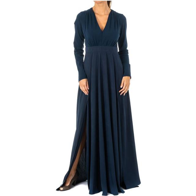 La Martina Womens long sleeve V-neck dress KWD005 - Blue - Size Large