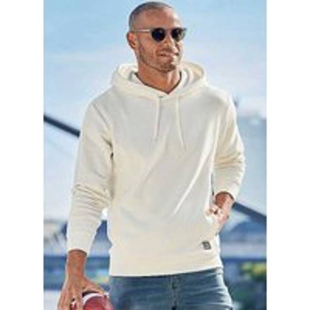 John Devin Long Sleeve Hooded Sweatshirt - Cream