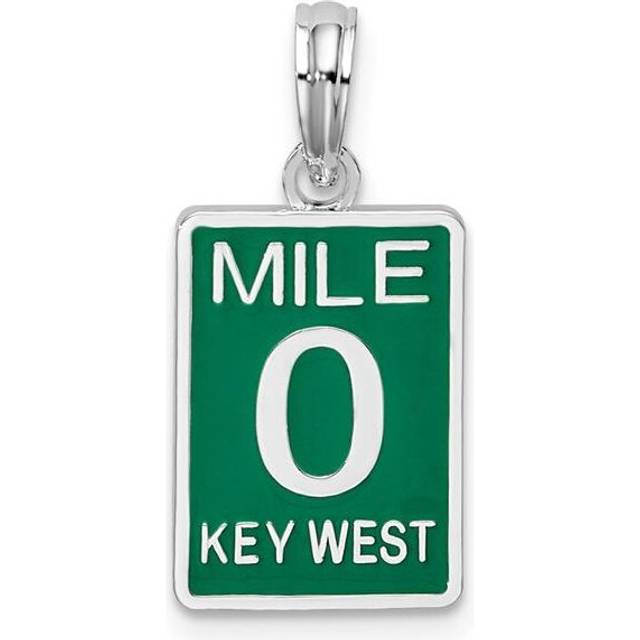 Sterling Silver Polished Enameled Small Key West Mile 0 Pendant