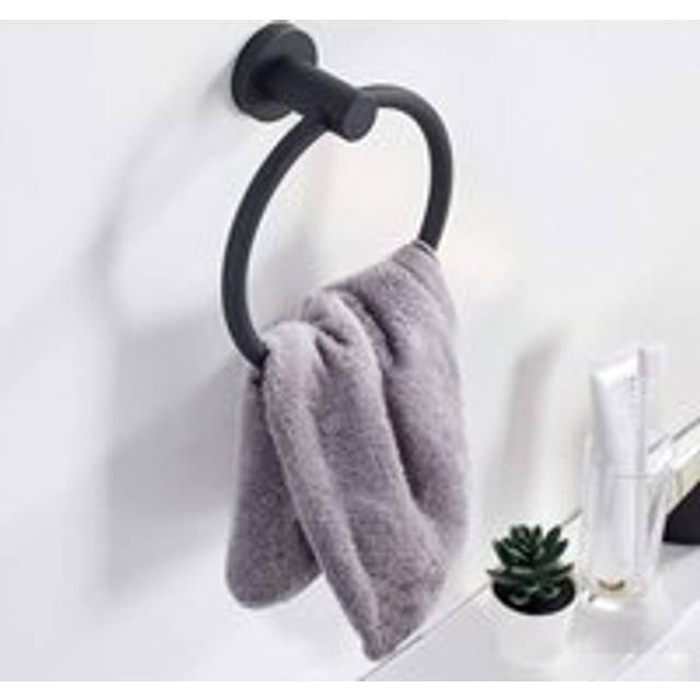 Modern Round Black Matte Towel Ring