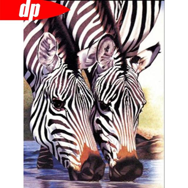 5D Diamond Embroidery Animals Diamond Painting Full Drill Zebra Diamond Mosaic Full Set Bead Picture 20X30CM