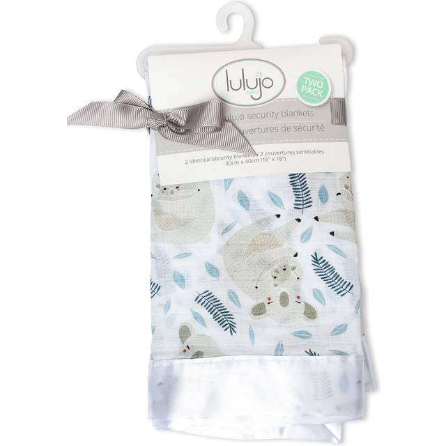 lulujo Baby Security Lovey Blankets Unisex Softest Breathable cotton Muslin Security Blanket with Silky Satin Trim Neutral comforting Blanket for girl