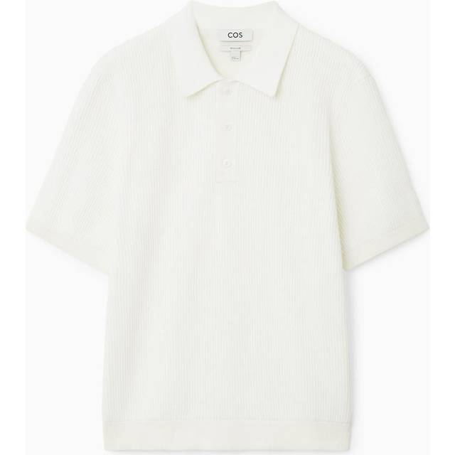 Textured Knitted Polo Shirt in Beige - XL