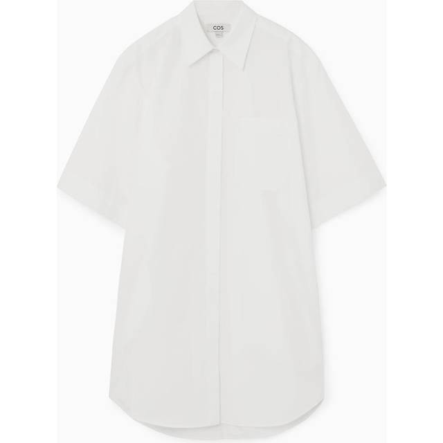 Oversized Poplin Mini Shirt Dress - White - 40