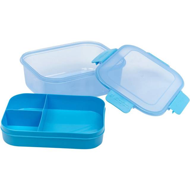 Plastic Lunch Boxes Food Storage Airtight Container Clip Lock Lids Leak BPA Free - Blue