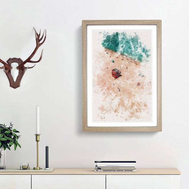 South Beach in Miami - Picture Frame Graphic Art Print - Oak Framed (33cm H x 24cm W x 2cm D)