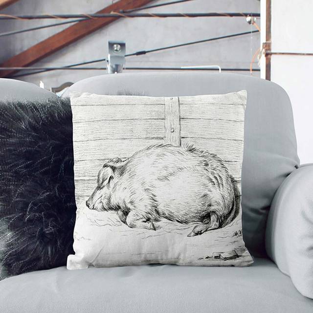 A Sleeping Pig by Jean Bernard Cushion with Filling (40 x 40 cm)