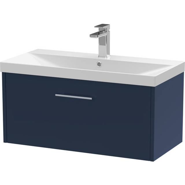 Hudson Reed Juno 800Mm Wall Hung Single Drawer Vanity & Basin 3 - Midnight Blue