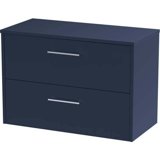 Hudson Reed Juno 800Mm Wall Hung 2-drawer Vanity & Worktop - Midnight Blue