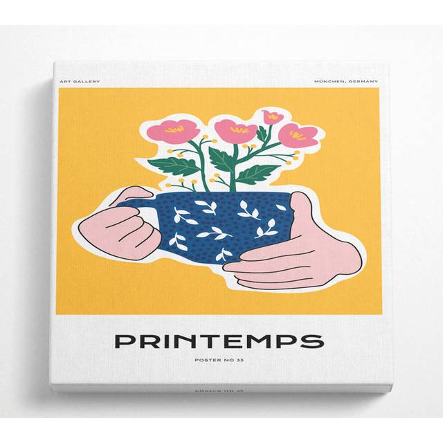 Cup Of Flowers - Wrapped Canvas Art Prints (81.3cm H x 81.3cm W x 10cm D)
