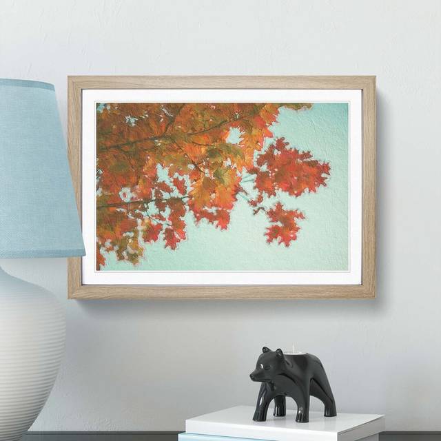 Autumn Leaves - Picture Frame Painting Print on Paper - Oak Framed (33cm H x 45cm W x 2cm D)
