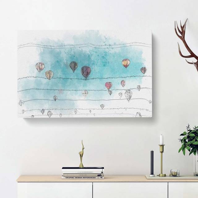 Going up in a Hot Air Balloon in Abstract - Wrapped Canvas Graphic Art Print (50cm H x 76cm W x 3cm D)