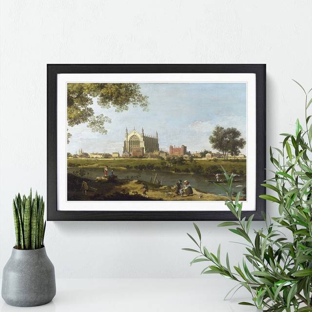 Eton College by Giovanni Canaletto - Picture Frame Painting - Black Framed (36cm H x 48cm W x 2cm D)