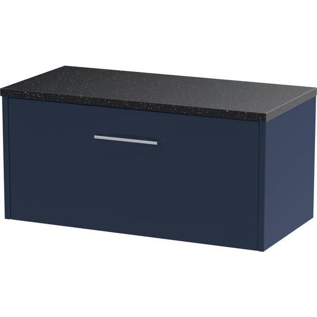 Hudson Reed Juno 800Mm Wall Hung Single Drawer Vanity & Laminate Worktop - Midnight Blue
