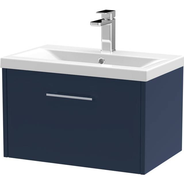 Hudson Reed Juno 600Mm Wall Hung Single Drawer Vanity & Basin 1 - Midnight Blue