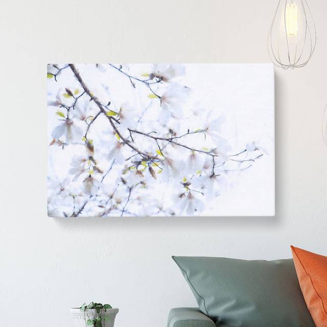 Branch Of A White Magnolia Tree Painting - Wrapped Canvas Painting (60cm H x 91cm W x 3cm D)