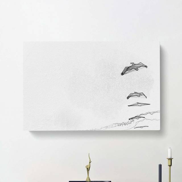 Pelican Formation in Abstract - Wrapped Canvas Drawing Print Print (60cm H x 91cm W x 3cm D)