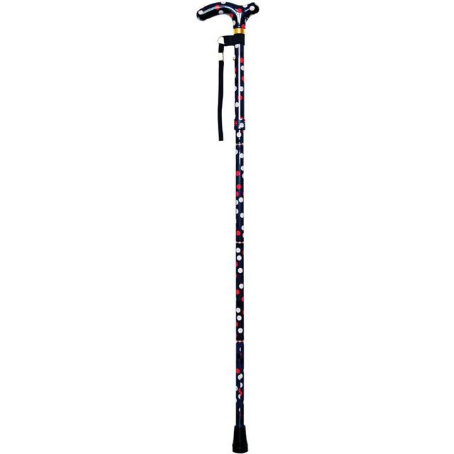 Deluxe Ambidextrous Foldable Walking Cane - 5 Height Settings - Polka Dot