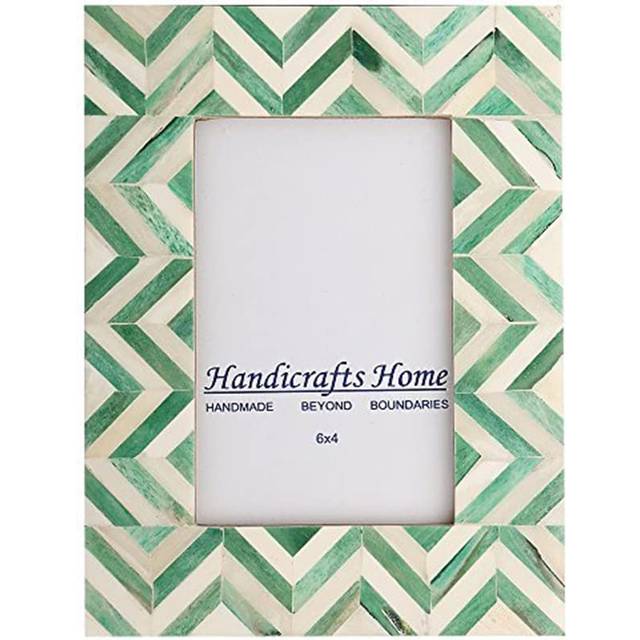 Handicrafts Home 4x6 Picture Frames Photo Frame Chevron Herringbone Vintage Wooden Green