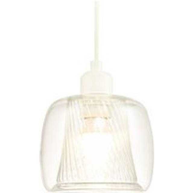 Modern double clear glass rounded pendant light shade with inner ribbed detai...