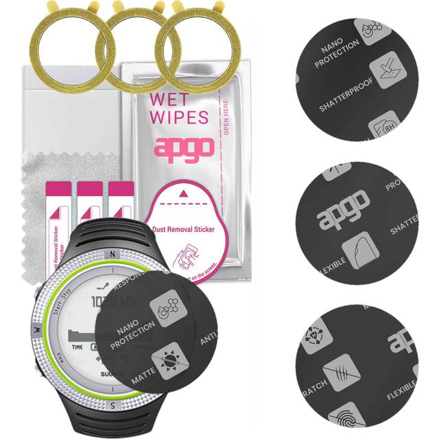 3x apgo MATTE Hybrid Glass Screen Protector for Suunto Core Light Green, tempered glass substitute, non-cracking