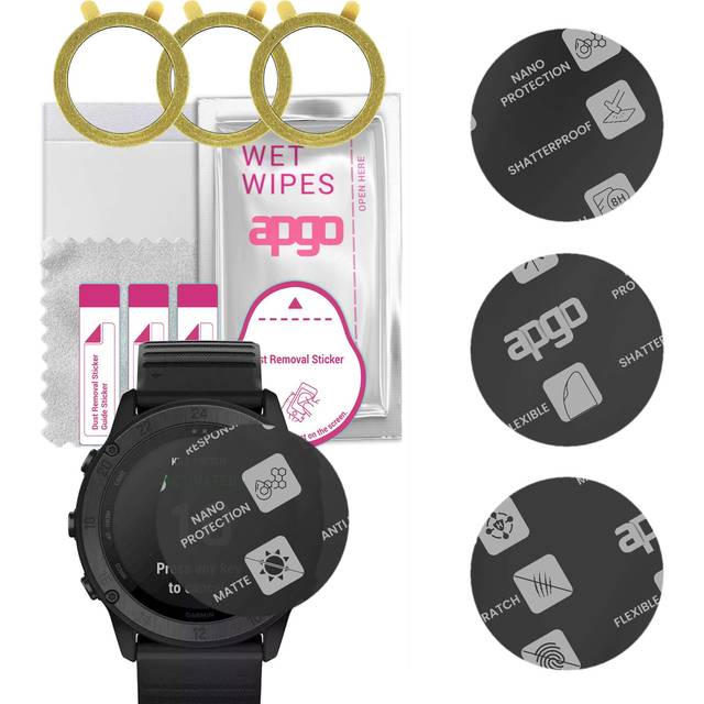 3x apgo MATTE Hybrid Glass Screen Protector for Garmin Tactix Delta, tempered glass substitute, non-cracking