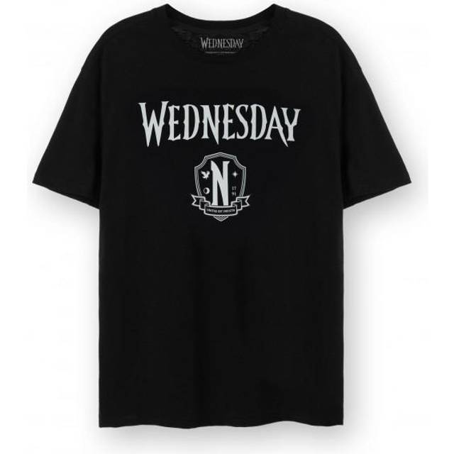 (S, Black/White) Wednesday Womens/Ladies Crest Logo T-Shirt