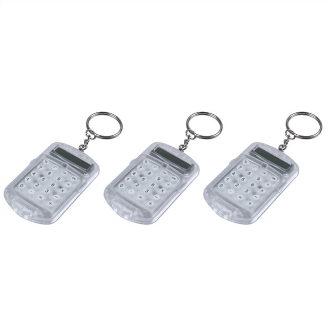 moresk-3X Clear Plastic Casing 8 Digits Electronic Mini Calculator W Keychain