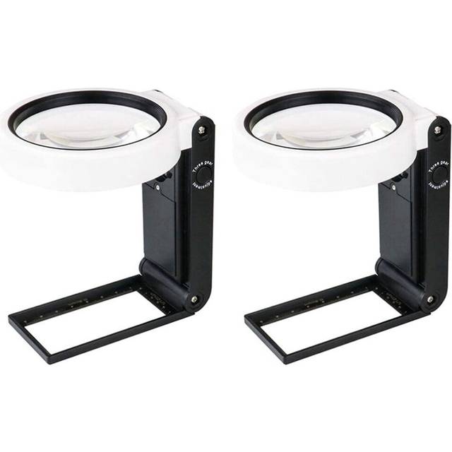 2X Magnifying Glass with Light and Stand, Hands Free Handheld 6X 25X Adjustable Folding Magnifier with LED Lighted