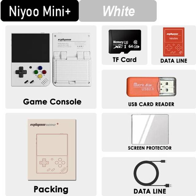 (128GB, White) Mini Plus Portable Retro Handheld Game Console 3.5-inch IPS HD Screen Children's Gift Linux System Classic Gaming Emulator