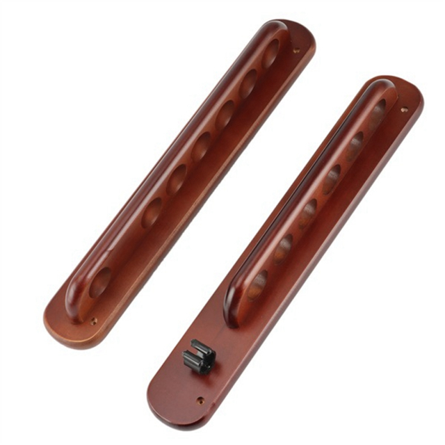 Billiard Cue Rack 7 Pool Cues Wall Mount Solid Wood Hardwood Sticks Stick Rack, C