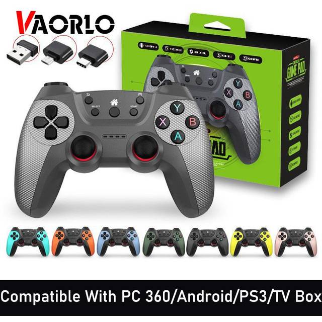 VAORLO Ny 2.4G Game Controller Gamepad Trådlös Joystick Joypad Med OTG Converter För PS3/Smart Phone/Tablet PC/Smart TV Box